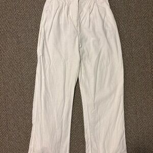 Abercrombie & Fitch Sloane tailored wide leg white linen high rise trousers